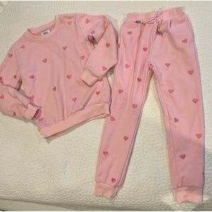 Lola and the Boys Full Hearts Jogger Set Sweatsuit Light Pink girls 14